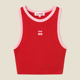 RIBBED CROP TOP CHERRY RED
