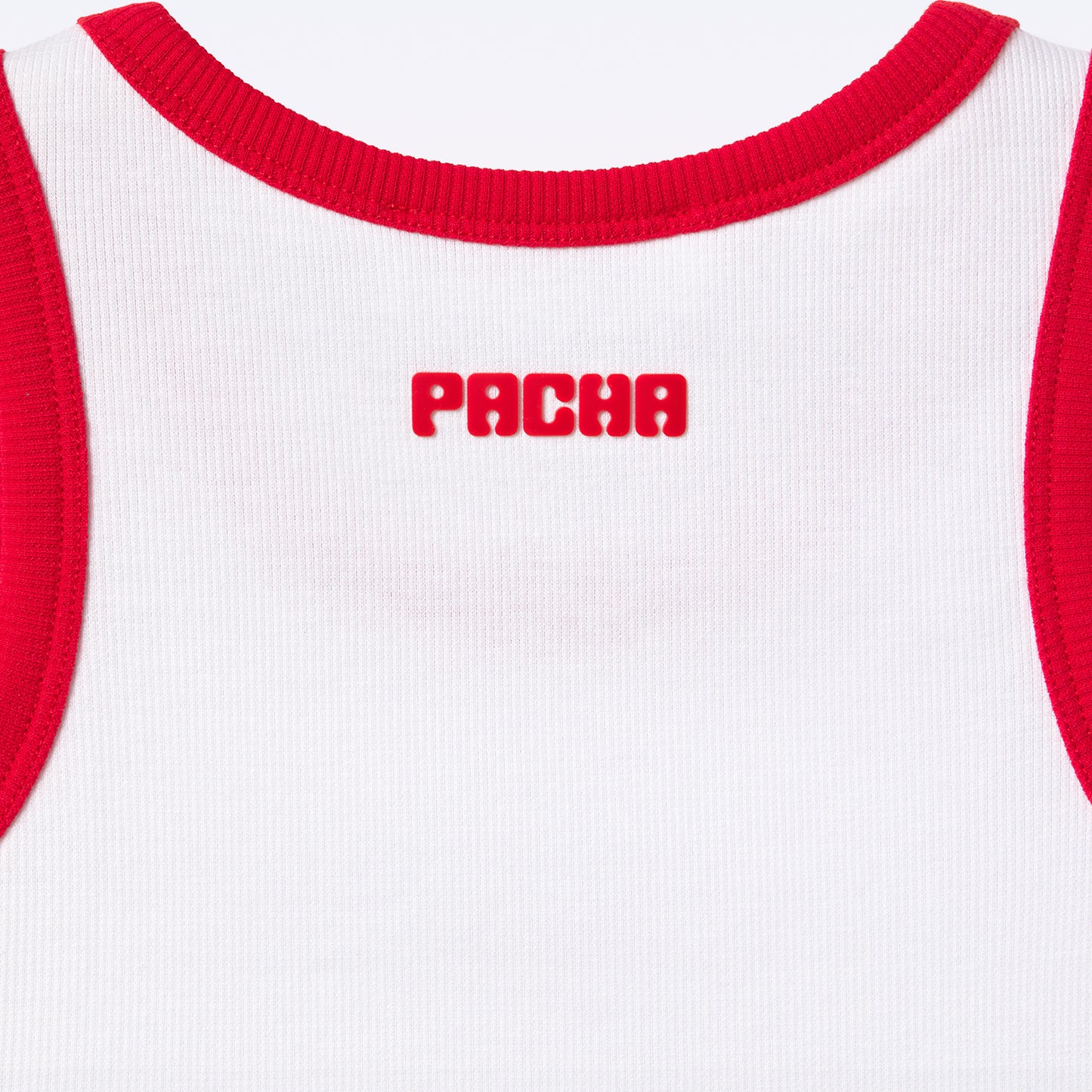 RIBBED CROP TOP CHERRY GIRL WHITE-RED
