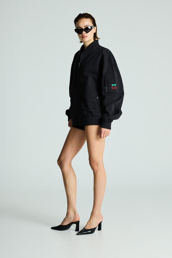 Chaqueta Bomber Rhinestone