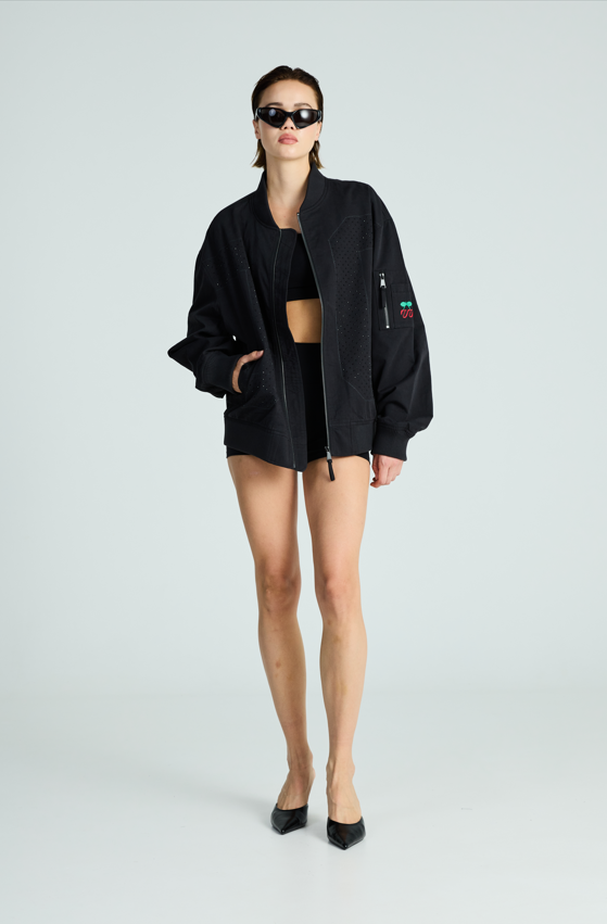 Chaqueta Bomber Rhinestone