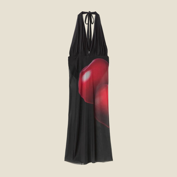 DRESS HALTER CHERRIES BLACK