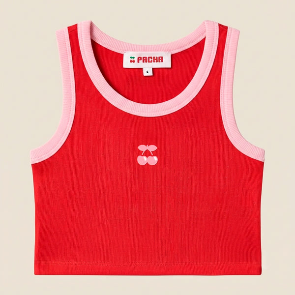 RIBBED CROP TOP CHERRY GIRL RED