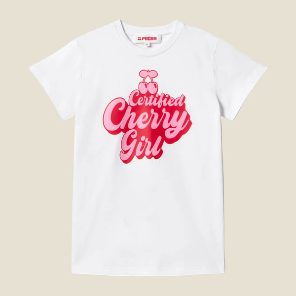 T-SHIRT CHERRY LIPS GIRL WHITE