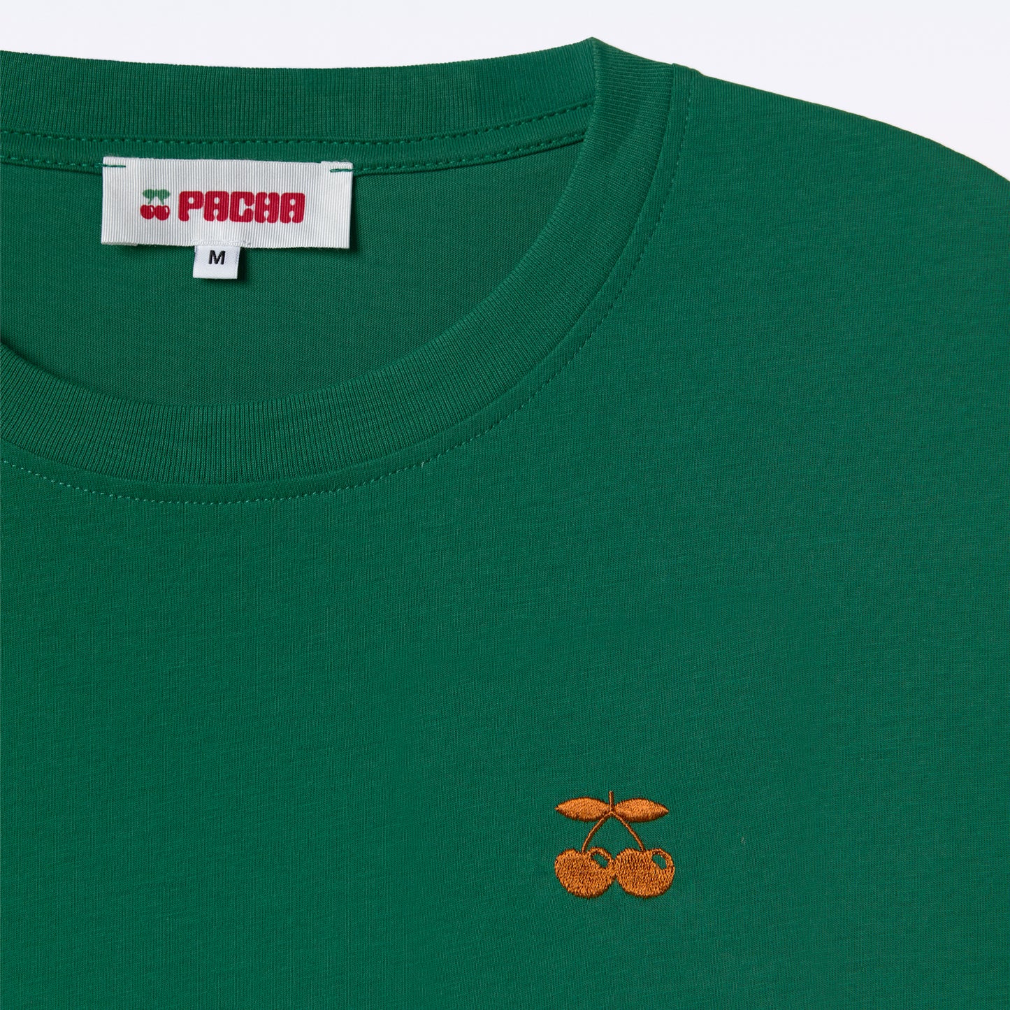 T-SHIRT EMBROIDERED CHERRY GREEN