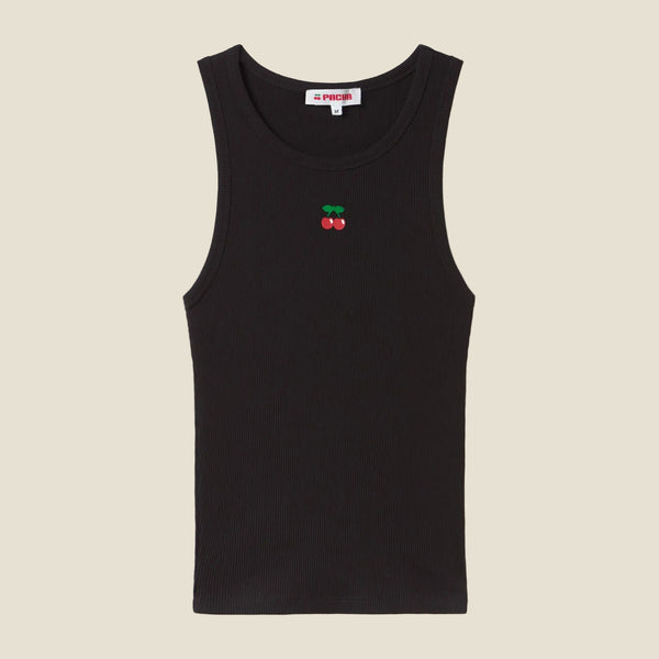 RIBBED TANK TOP CHERRY BLACK