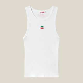 RIBBED TANK TOP CHERRY WHITE