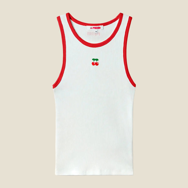RIBBED TANK TOP CHERRY WHITE-RED