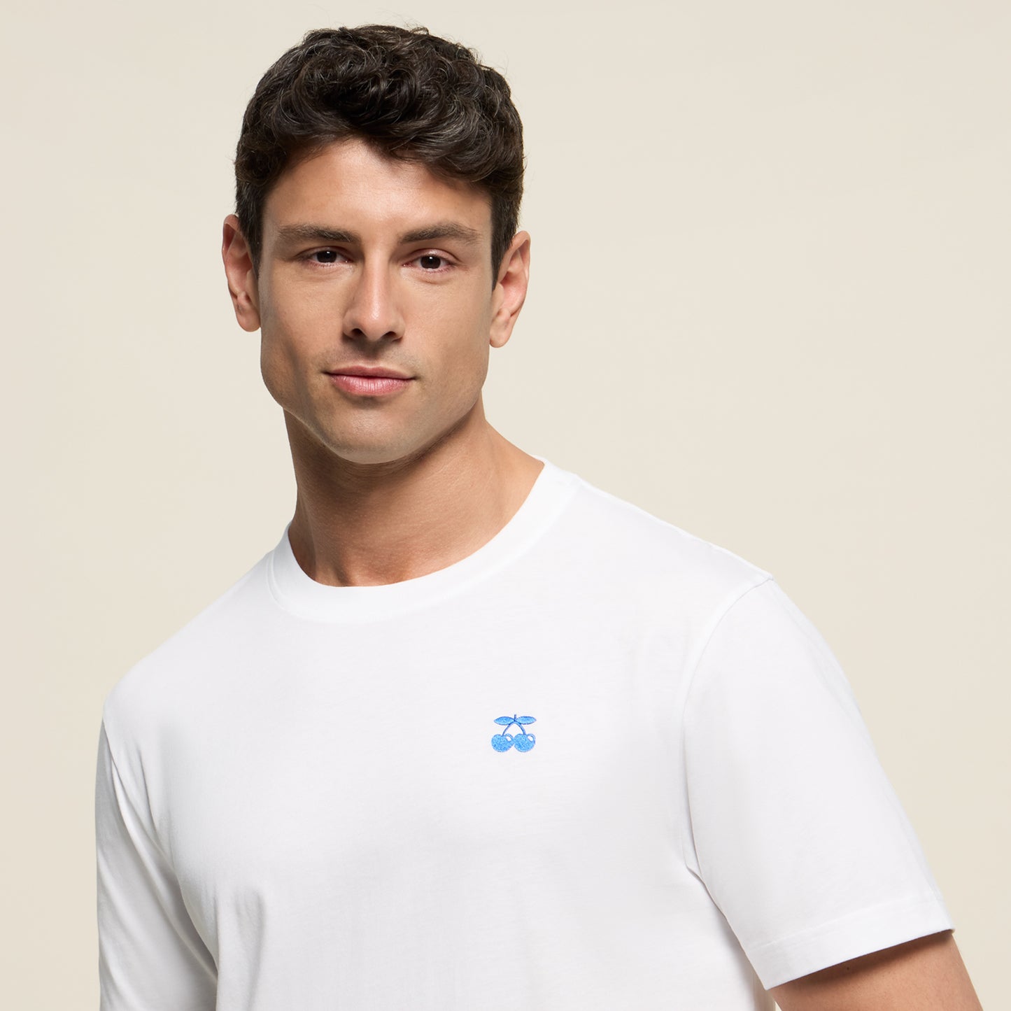T-SHIRT EMBROIDERED CHERRY WHITE