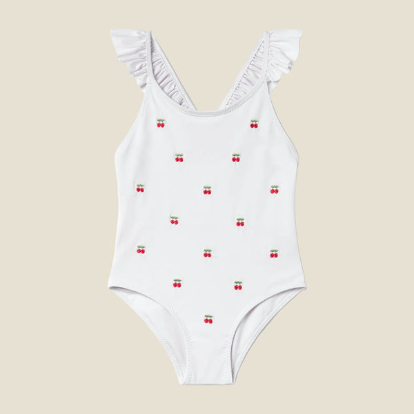 SWIMSUIT GIRLS CHERRY EMBROIDERED