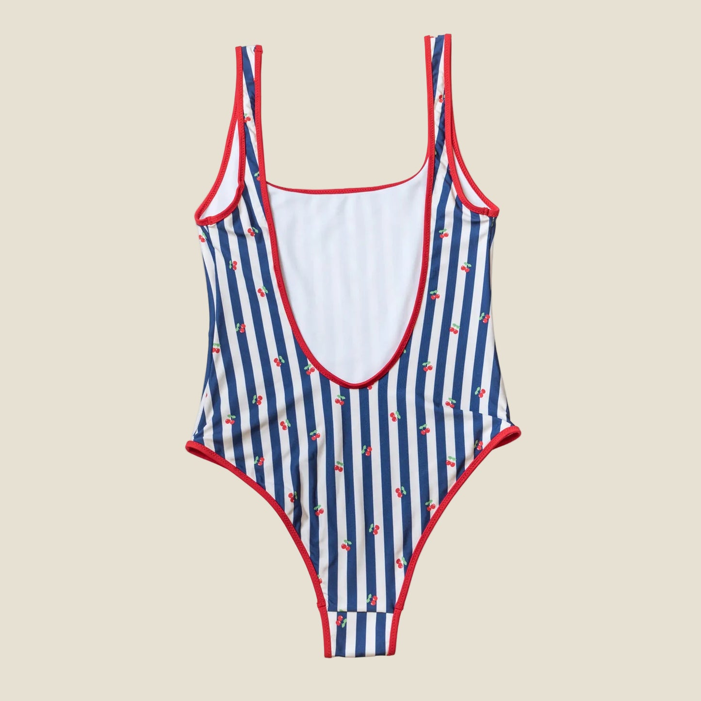 SWIMSUIT STRIPE CHERRY NAVY