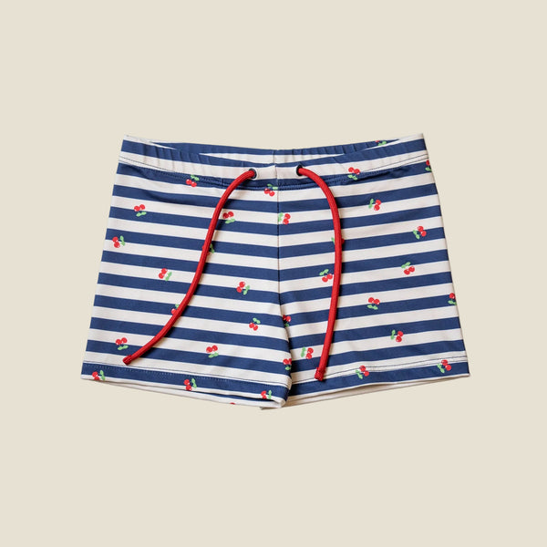 SWIMSHORT STRIPE CHERRY KIDS NAVY