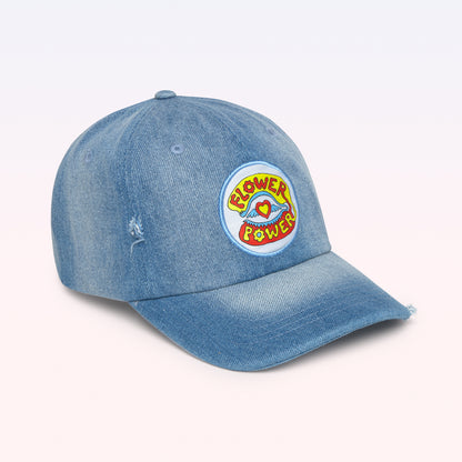 CAP DENIM FLOWER BASEBALL BLUE