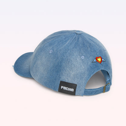 CAP DENIM FLOWER BASEBALL BLUE