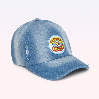 CAP DENIM FLOWER KID BASEBALL BLUE