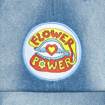 CAP DENIM FLOWER KID BASEBALL BLUE