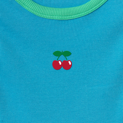 RIBBED CROP TOP CHERRY BLUE