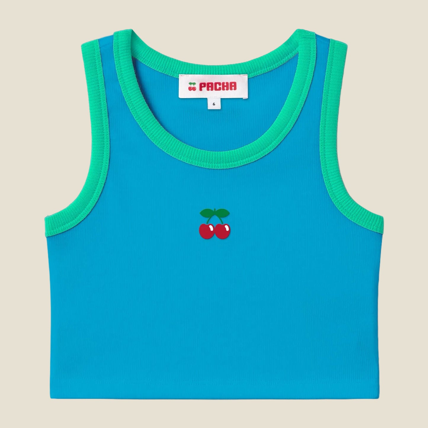RIBBED CROP TOP CHERRY GIRL BLUE