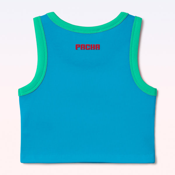 RIBBED CROP TOP CHERRY GIRL BLUE - second image