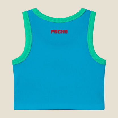 RIBBED CROP TOP CHERRY GIRL BLUE