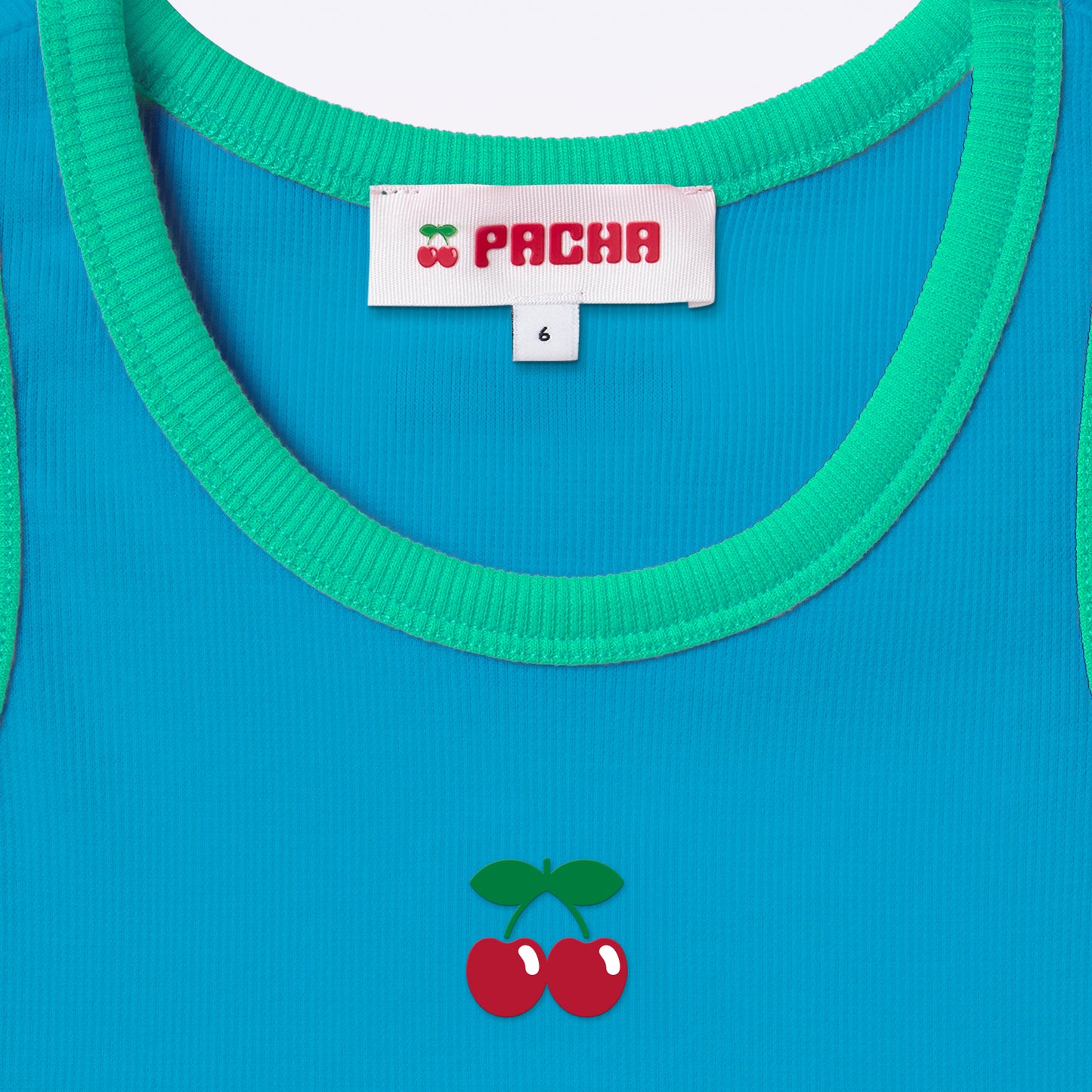 RIBBED CROP TOP CHERRY GIRL BLUE
