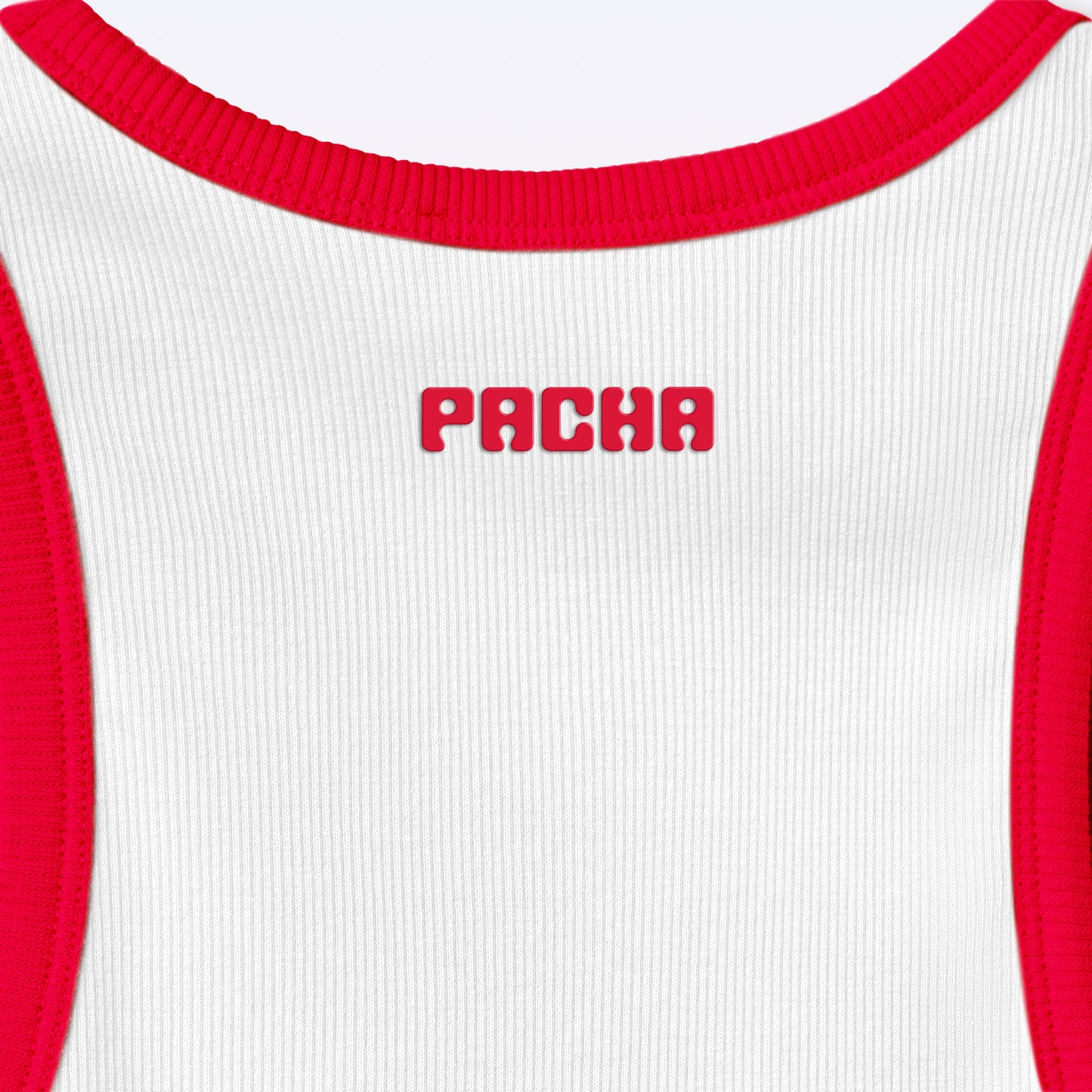 RIBBED CROP TOP CHERRY WHITE-RED