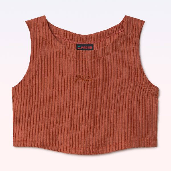 CROP TOP PLEATTED ORANGE