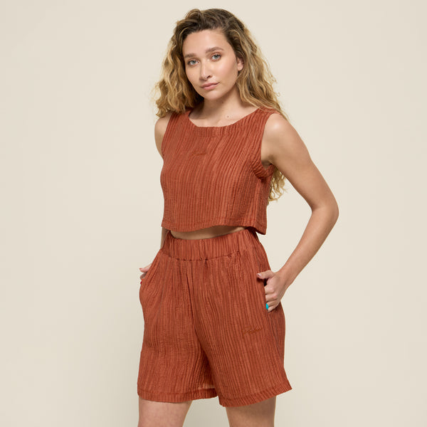 CROP TOP PLEATTED ORANGE