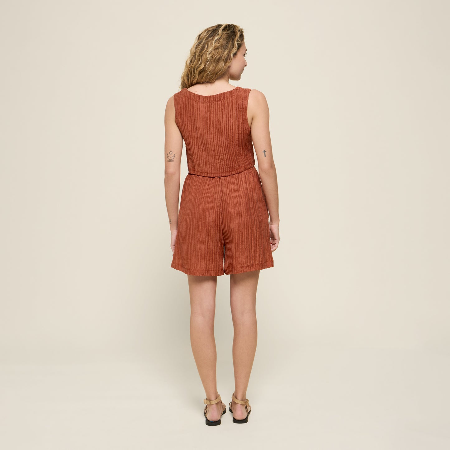 CROP TOP PLEATTED ORANGE