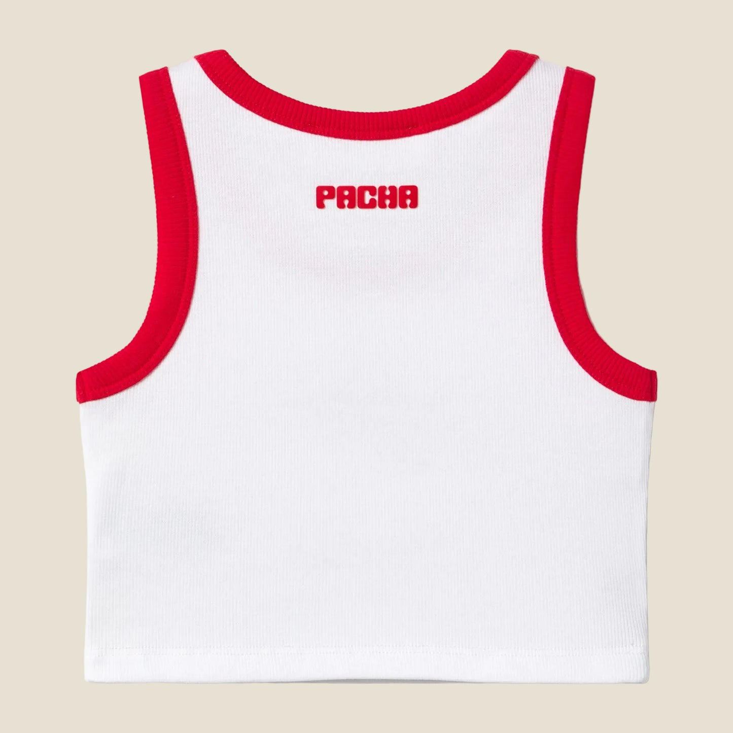 RIBBED CROP TOP CHERRY GIRL WHITE-RED