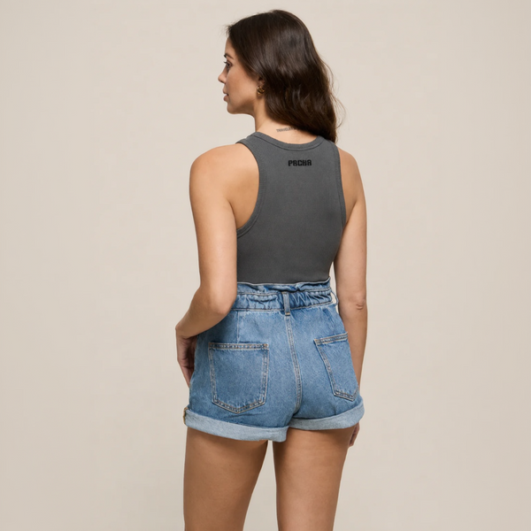 RIBBED CROP TOP CHERRY GREY - second image