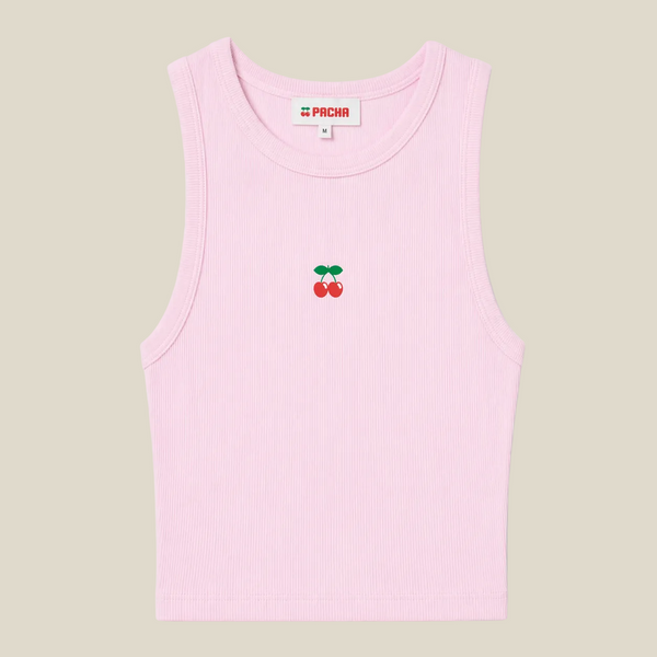 RIBBED CROP TOP CHERRY PINK - second image