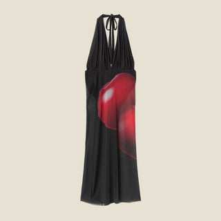 DRESS HALTER CHERRIES BLACK