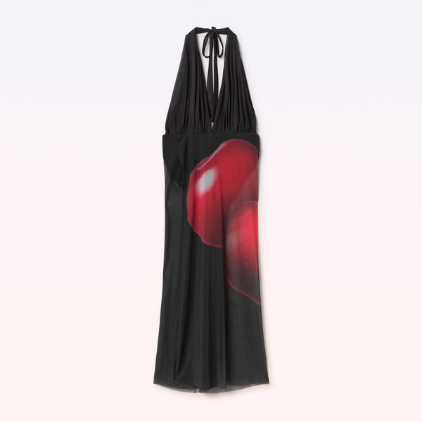 DRESS HALTER CHERRIES BLACK