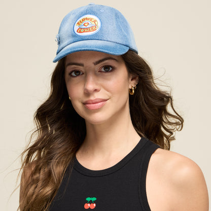 CAP DENIM FLOWER BASEBALL BLUE