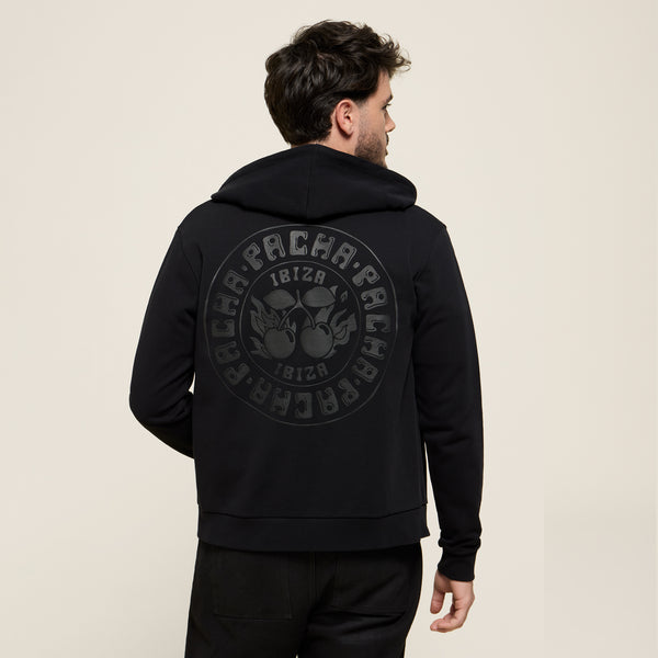 HOODIE ZIP CHERRY FIRE BLACK - second image