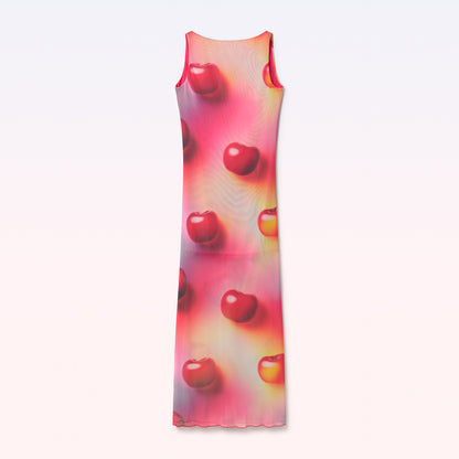 LONG DRESS CHERRIES PINK