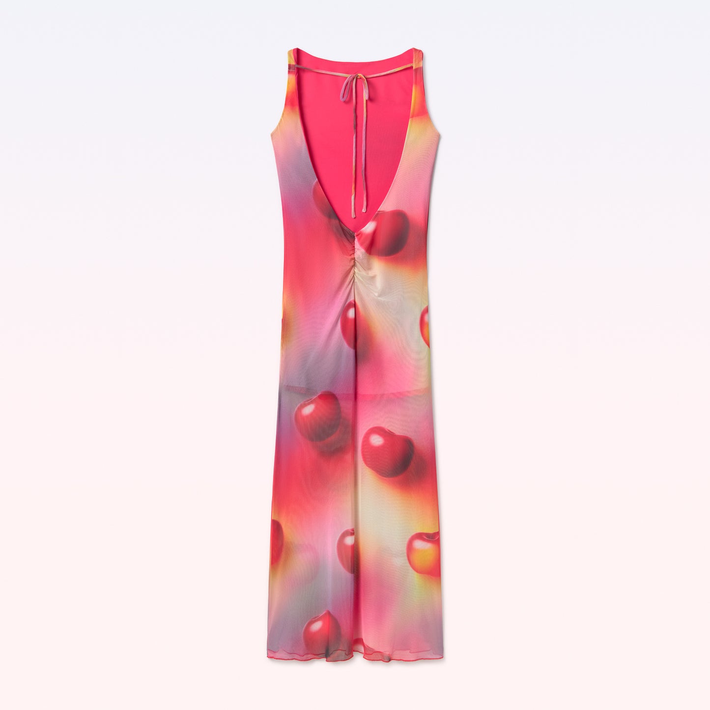 LONG DRESS CHERRIES PINK