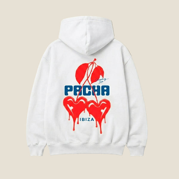 HOODIE WILD HEART WHITE-RED