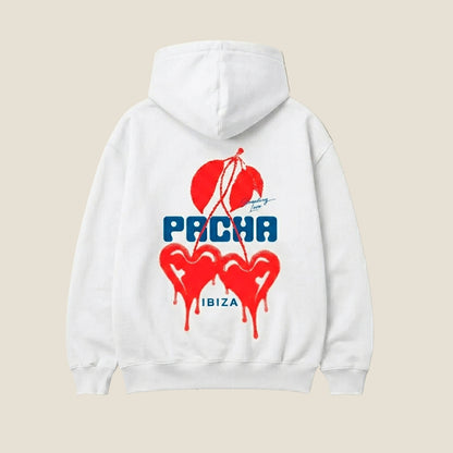 HOODIE WILD HEART WHITE-RED