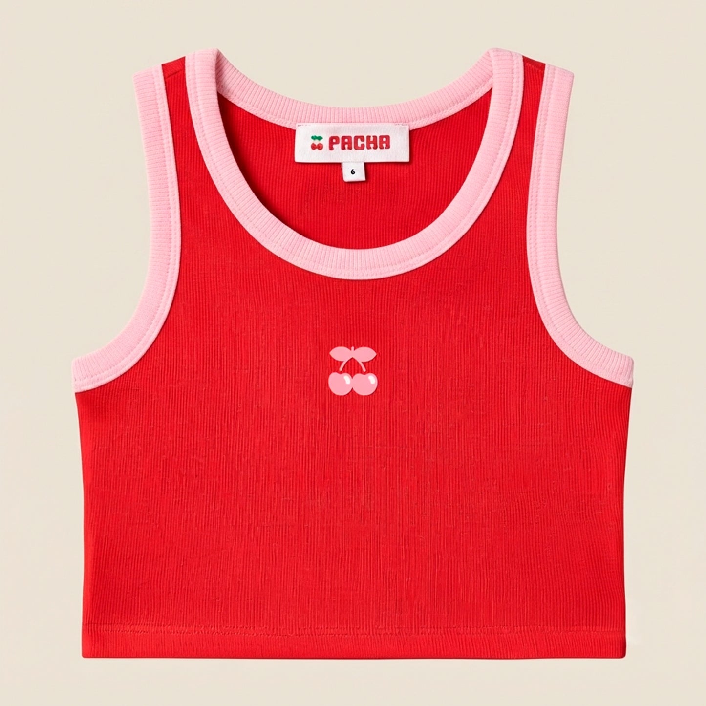 RIBBED CROP TOP CHERRY GIRL RED