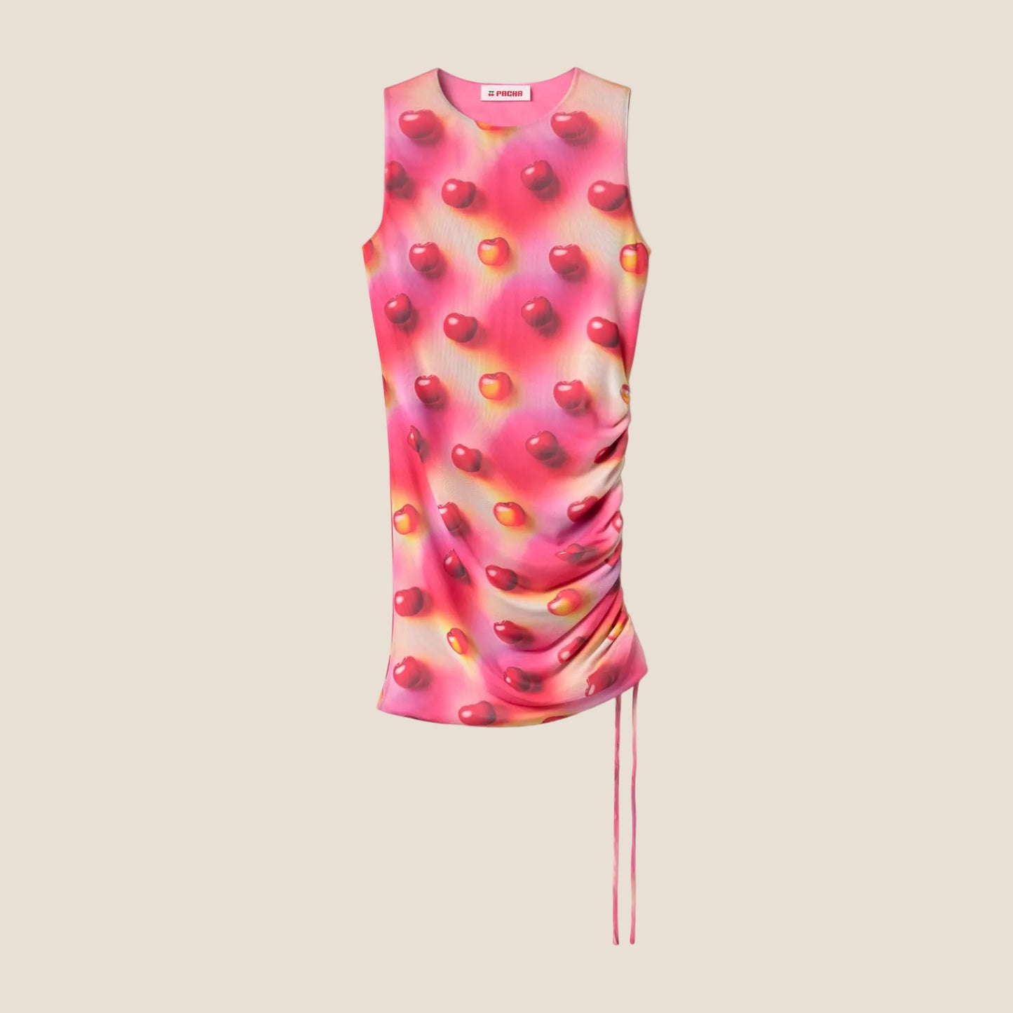 SHORT DRESS CHERRIES PINK