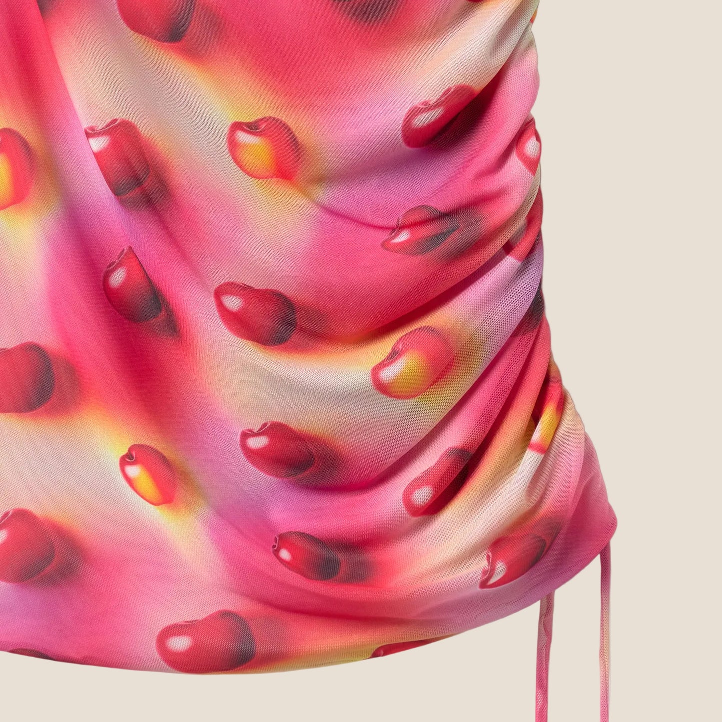SHORT DRESS CHERRIES PINK