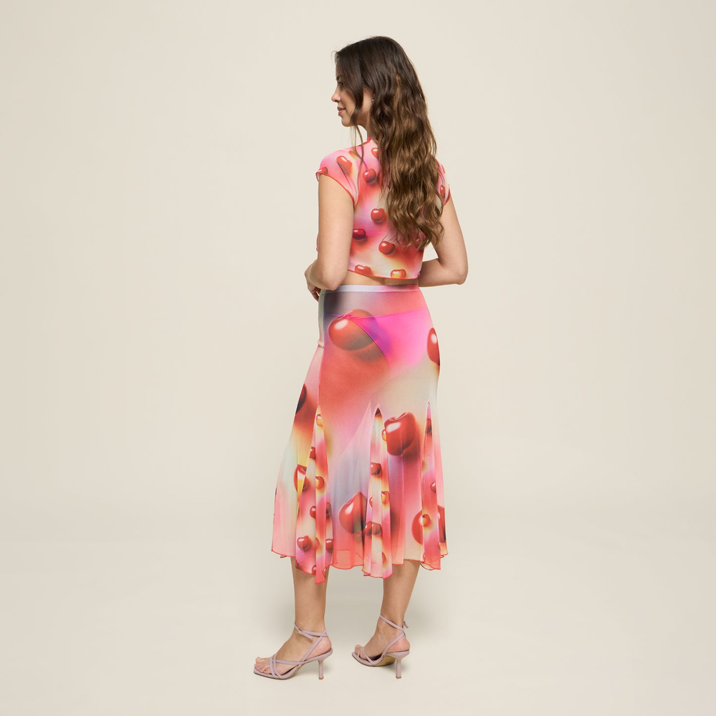 SKIRT CHERRIES PINK