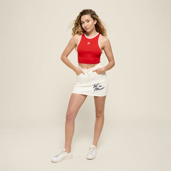 RIBBED CROP TOP CHERRY RED