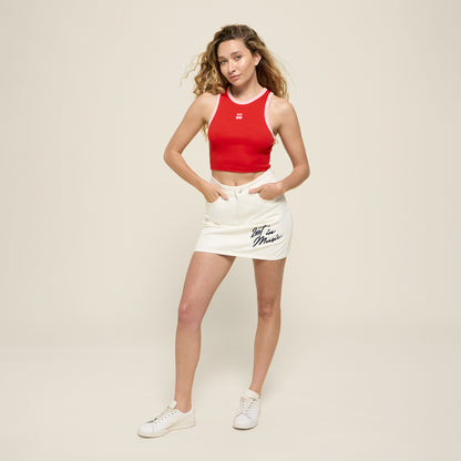 RIBBED CROP TOP CHERRY RED