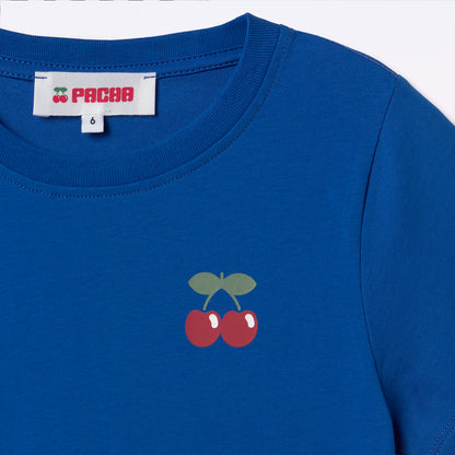 T-SHIRT CHERRY POCKET KIDS BLUE
