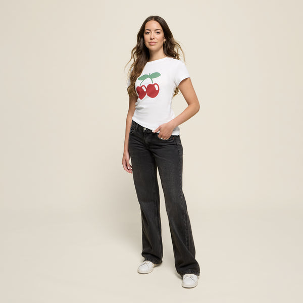 T-SHIRT CHERRY BASIC WOMAN WHITE