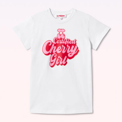 T-SHIRT CHERRY LIPS GIRL WHITE