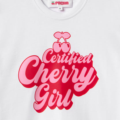 T-SHIRT CHERRY LIPS GIRL WHITE