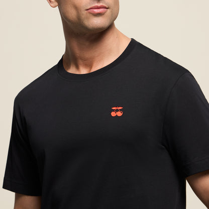 T-SHIRT EMBROIDERED CHERRY BLACK